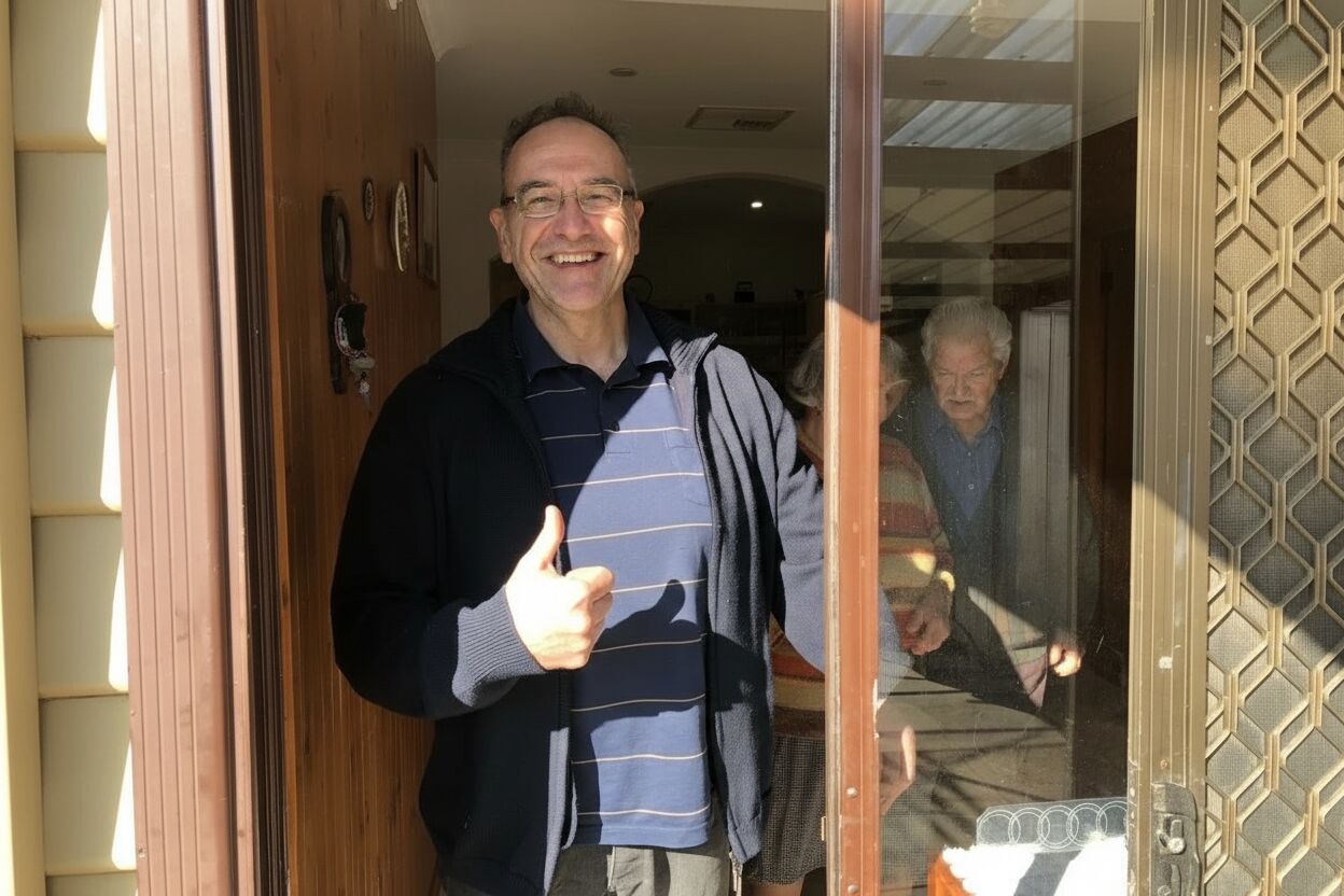 Satisfied homeowner after sliding door repair